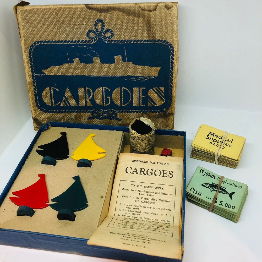 RARE 1930s VERSION OF EARLY‎ VINTAGE SELCHOW AND RIGHTER CARGOES BOARD GAME